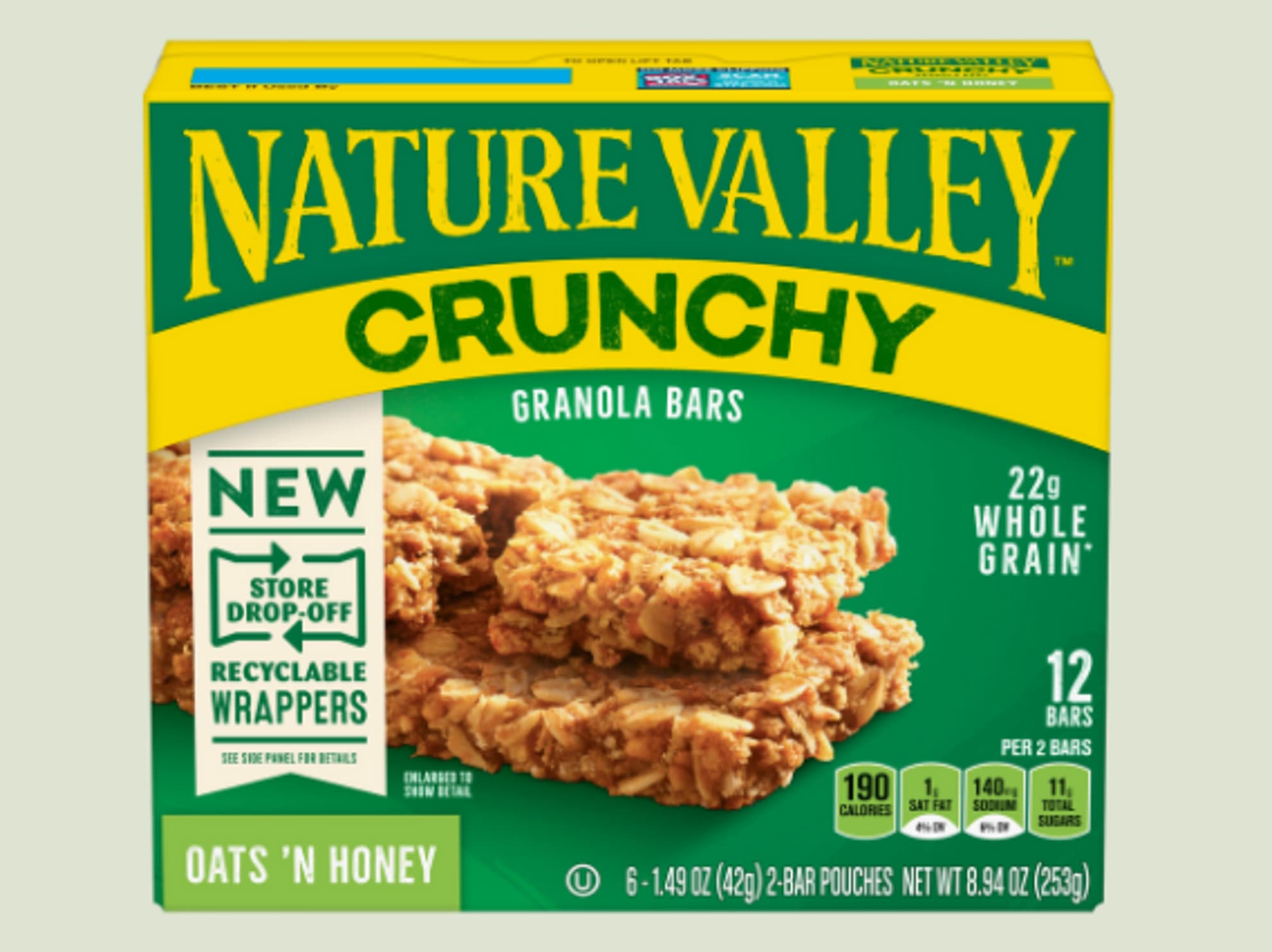 Nature Valley Crunchy bars with recycle banner